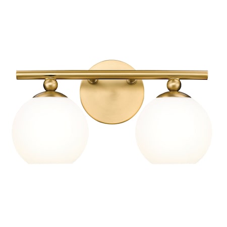Z-Lite Neoma Vanity, 2-Light, 13.5 In.W x 6.75 In.L x 7.25 In.H, Modern Gold/Opal Etched 1100-2V-MGLD